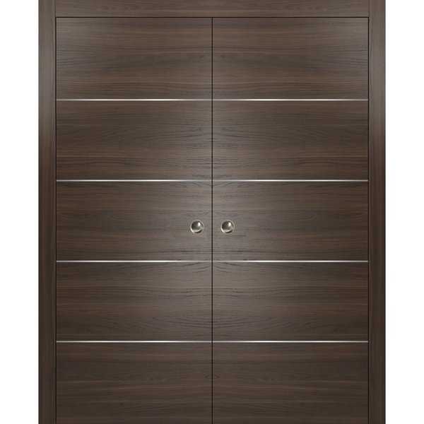 Sartodoors Double Pocket Brown 56x84 Strips Planum 0020 Chocolate Ash Frames Trims Pulls Hardware |Closet Core PLANUM20DP-SHOYA-5684